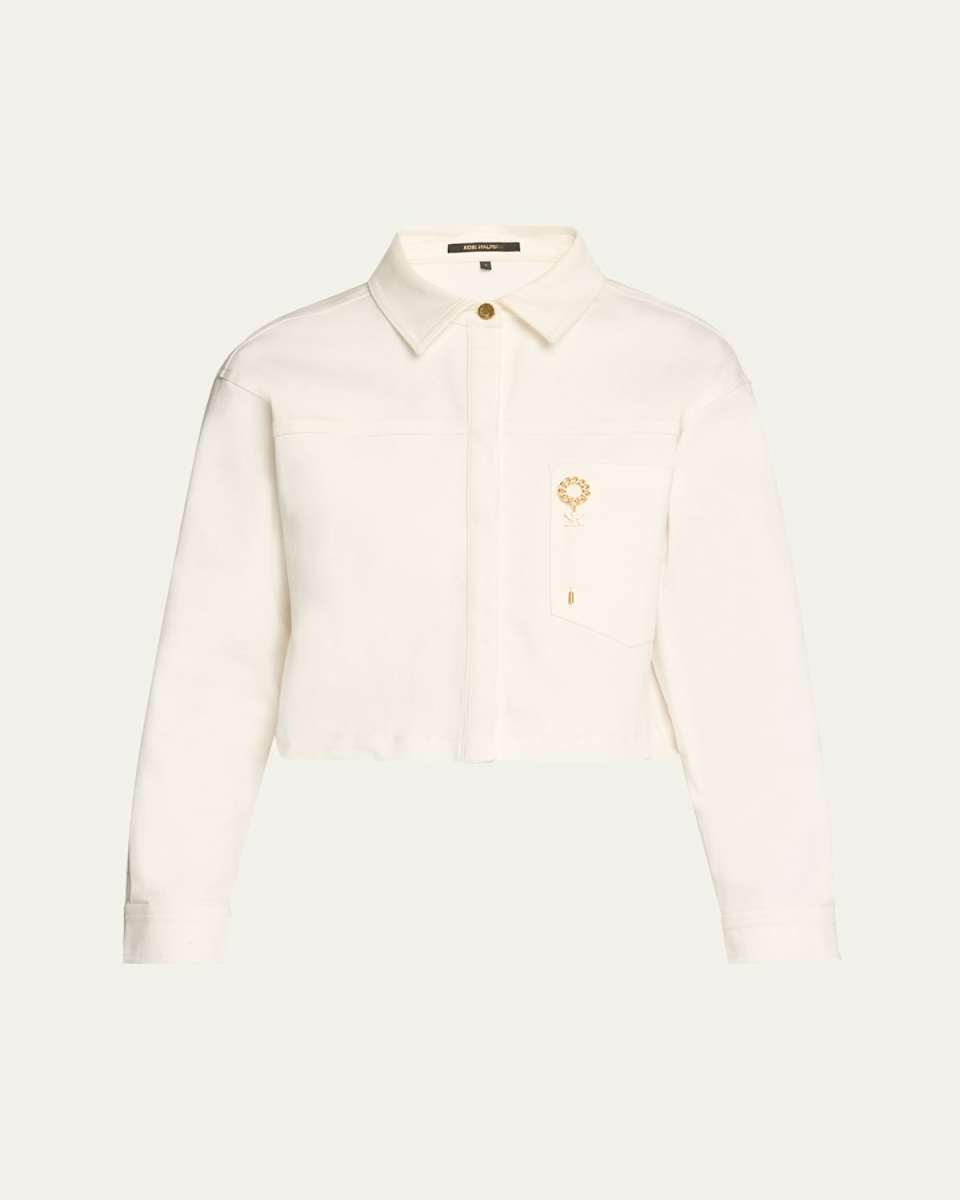 Teagan Cropped Brooch-Embellished Jacket